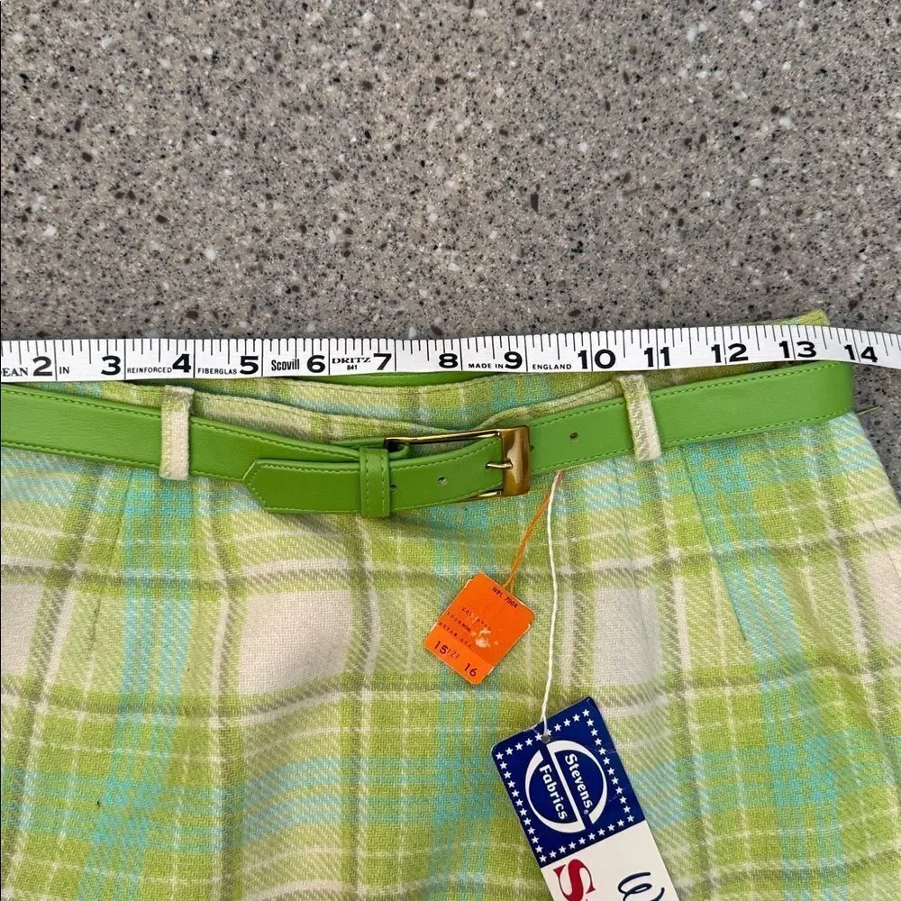 STEVENS Vintage 60s Wool Plaid Skirt Palm Springs Golf Resort Mod Pastel *NEW*